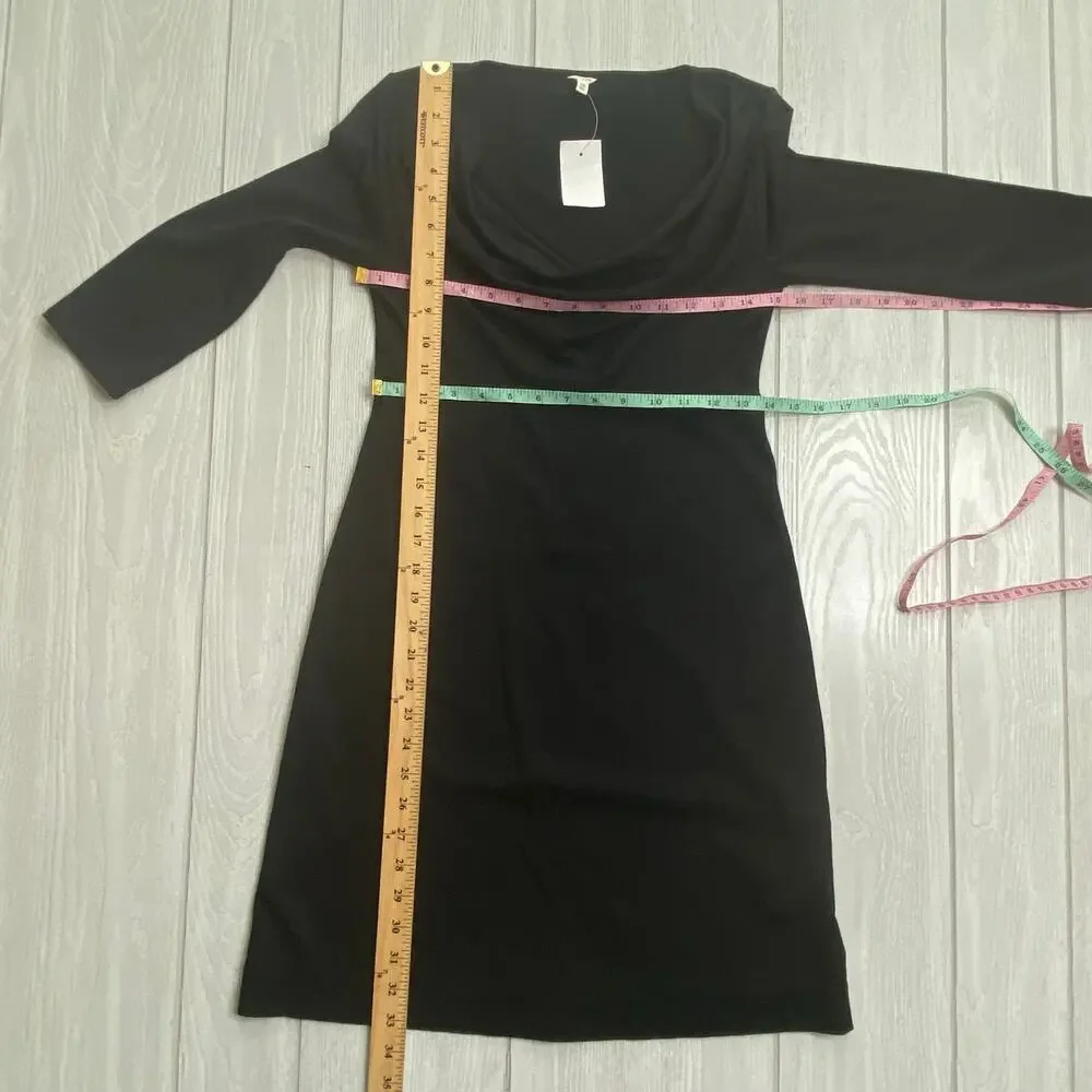J Crew Women's Black Jersey Cowl Neckline Sheath Dress Size XS NEW